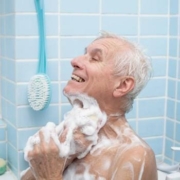 Senior man bathing